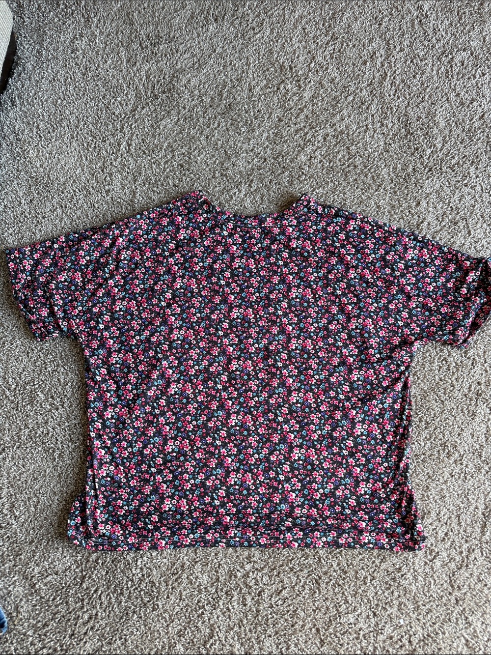 Floral Short Sleeve Tee - Pink and Black